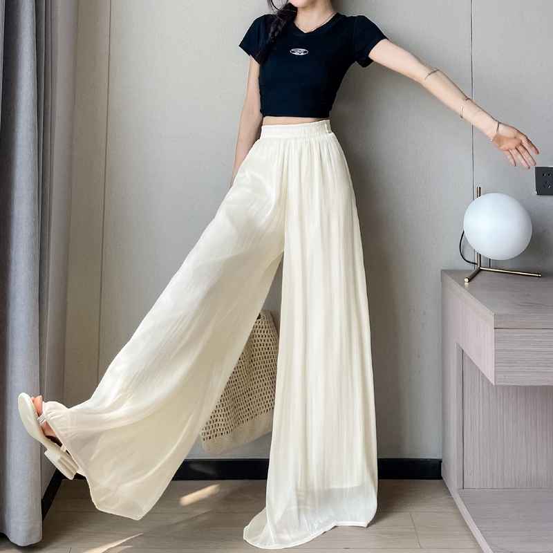 1771840985307_CmFBlj.jpg 2026 Summer Thin Gauze Ice Silk Skirt Pants Women High Waist Sun Protection Long Pants