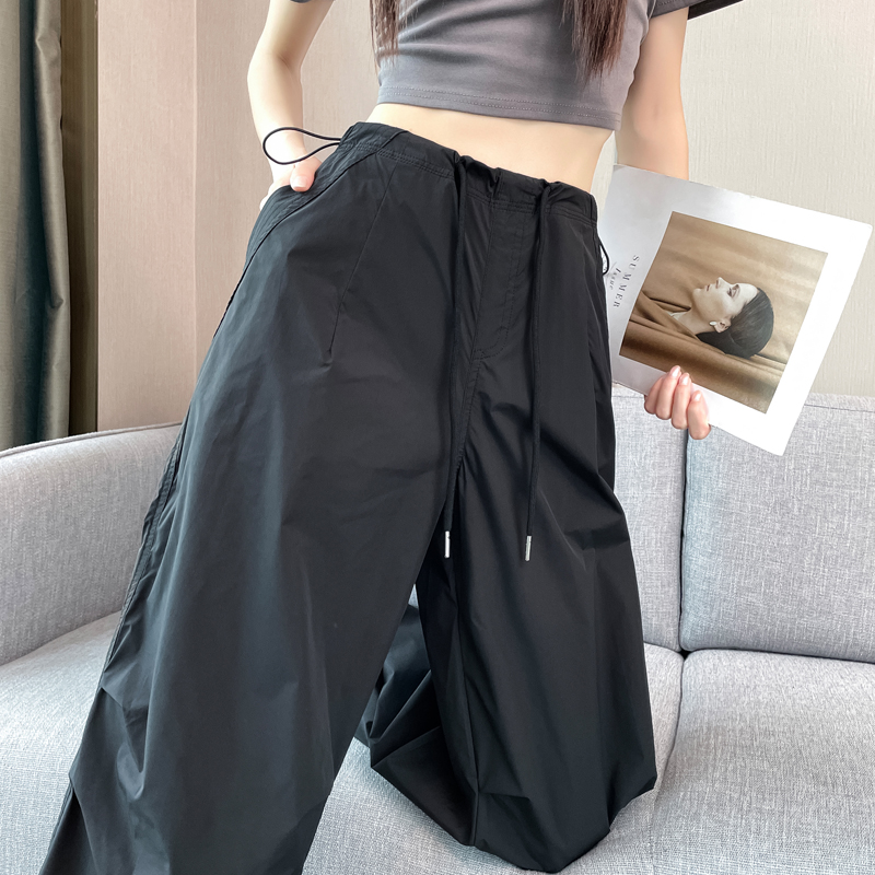 1772011963253_dpKe8m.jpg 2026 Summer New Ice Silk Quick Dry American Style Cargo Pants Women Thin Tapered Loose Casual Pants