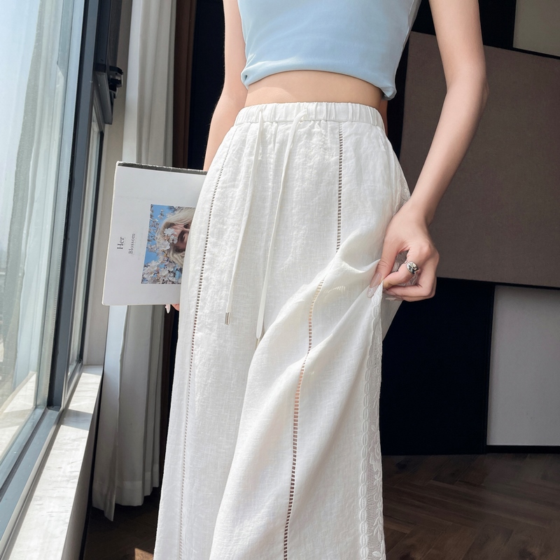 1772093989112_wCWvUp.jpg 2026 Summer New Tencel Linen Wide Leg Pants Lace Sun Protection Thin Floor-Length Women