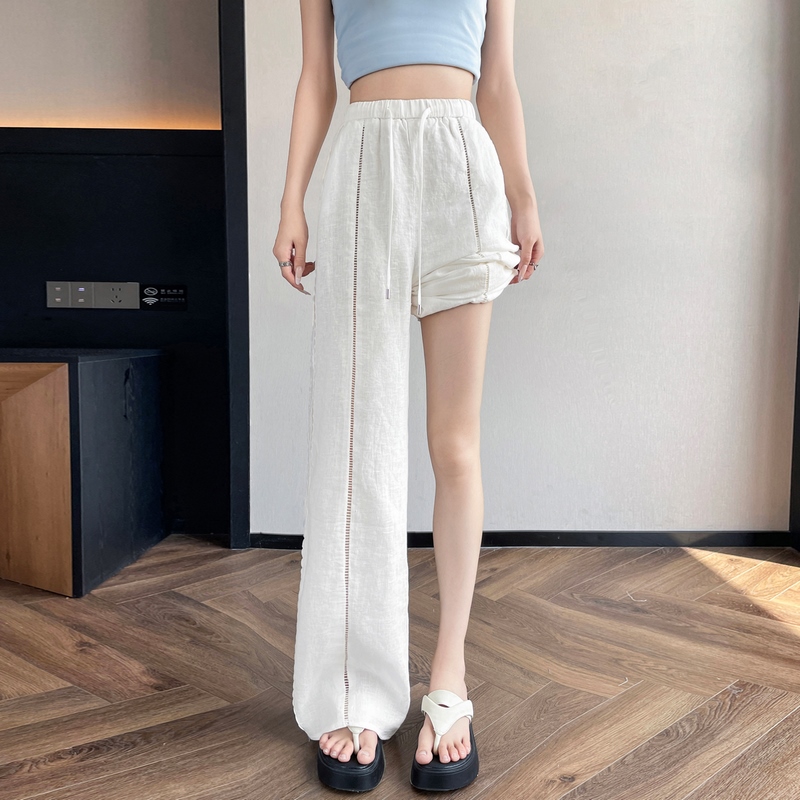 1772093989115_ngYRGB.jpg 2026 Summer New Tencel Linen Wide Leg Pants Lace Sun Protection Thin Floor-Length Women