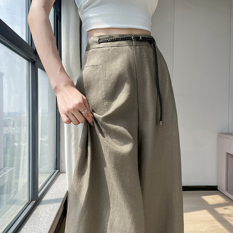 2026 Summer New Linen Tencel High Waist Casual Wide Leg Pants Women