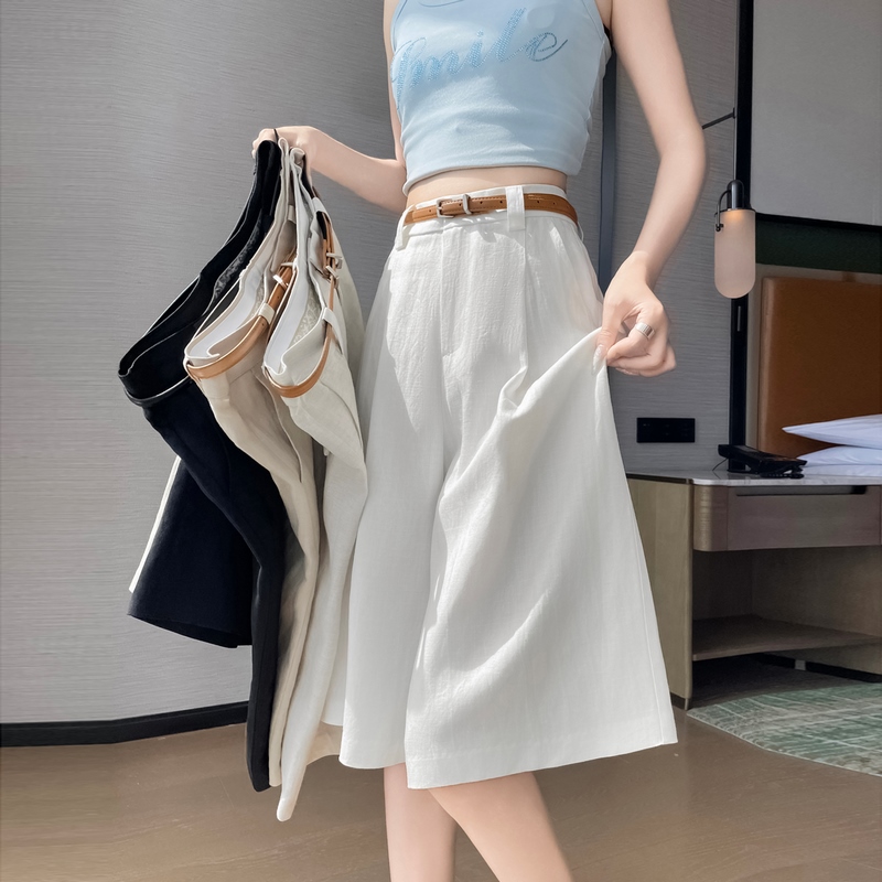 2026 Summer New Tencel Linen Wide Leg Shorts A-Line Shorts Thin Cotton Linen Pants Women