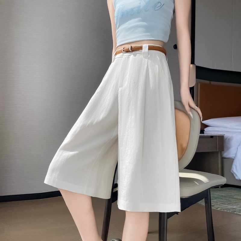 1778130306046_xkwOnR.jpg 2026 Summer New Tencel Linen Wide Leg Shorts A-Line Shorts Thin Cotton Linen Pants Women