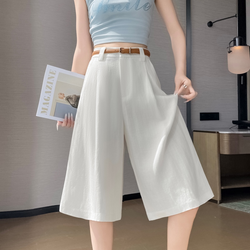 1778130306049_tof5qI.jpg 2026 Summer New Tencel Linen Wide Leg Shorts A-Line Shorts Thin Cotton Linen Pants Women