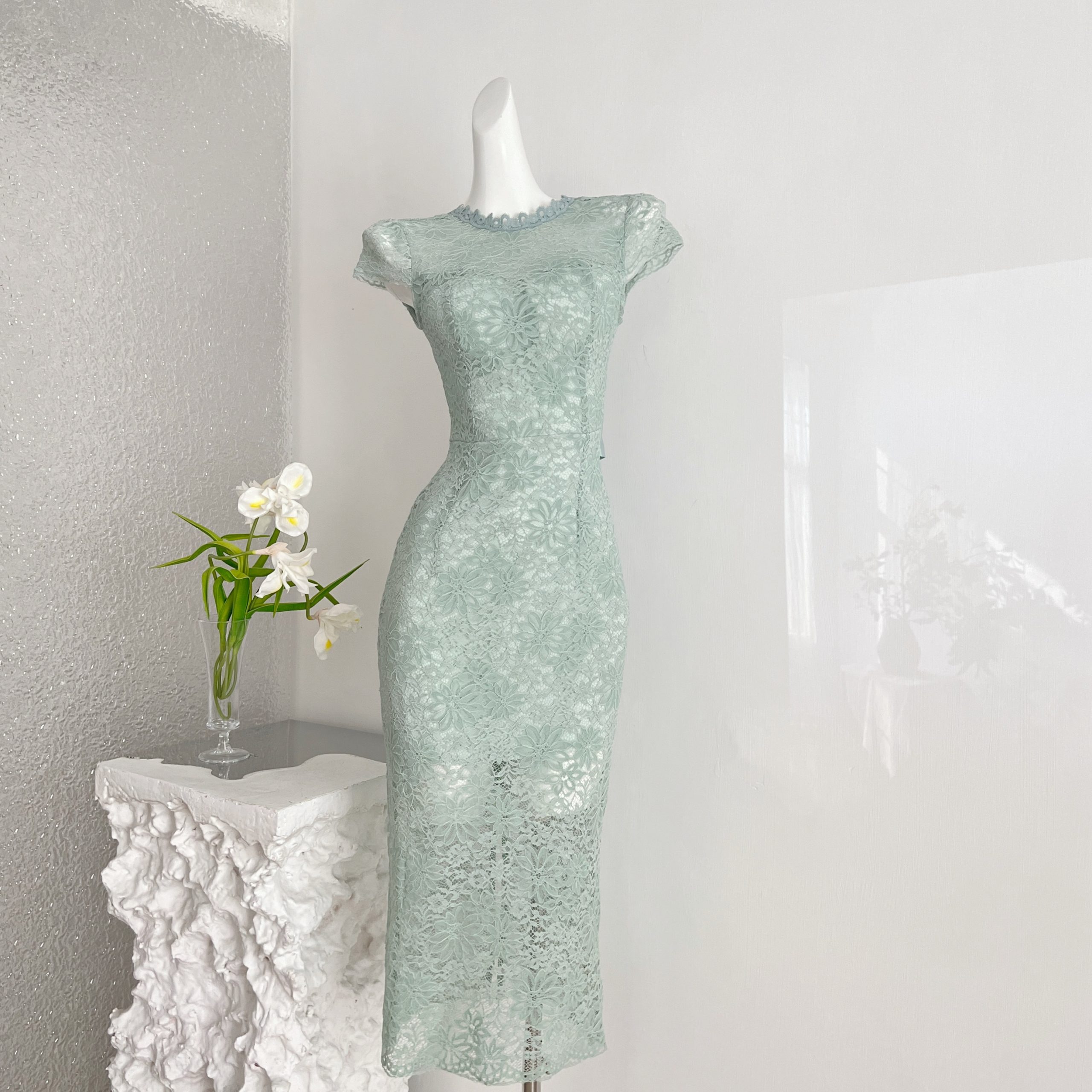 1778592152954_K0W8Dq.jpg Fart Shop Lily Secret Mint Mambo Green Lace Hollow Built-in Pad Dress Women Spring Summer
