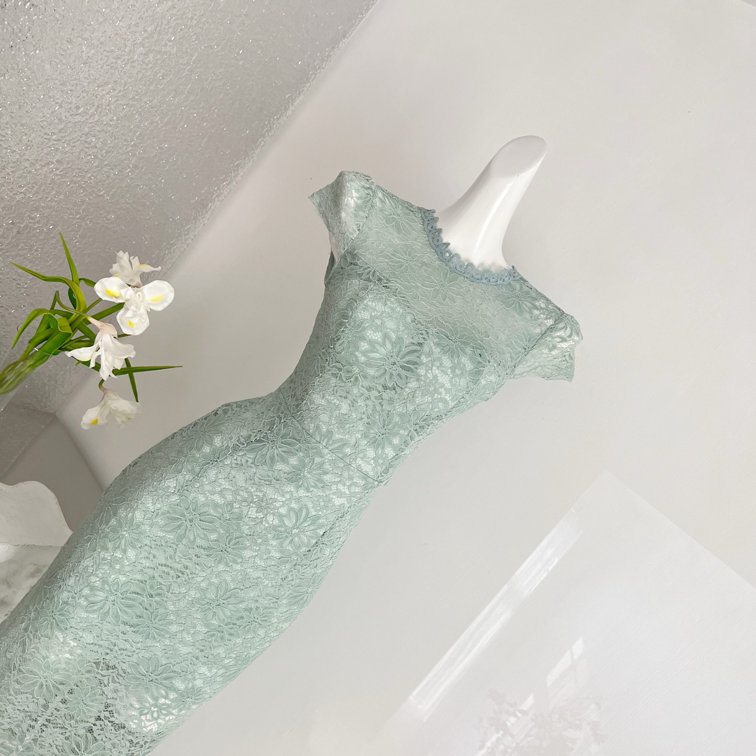 1778592155072_vJR3Up.jpg Fart Shop Lily Secret Mint Mambo Green Lace Hollow Built-in Pad Dress Women Spring Summer