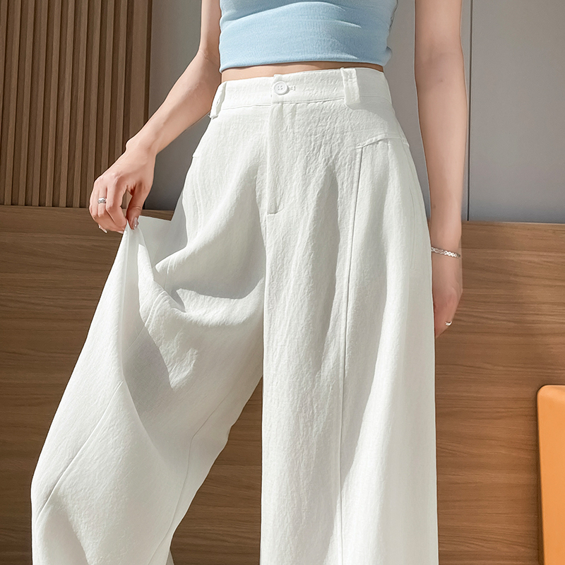2026 Summer New Thin Tencel Linen Wide Leg Pants High Waist Ice Silk Sun Protection Floor-Length Pants for Women