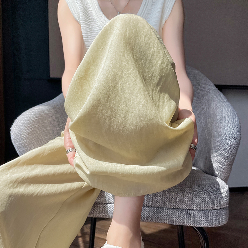 1783007416013_bLkAvK.jpg 2026 Summer New Tencel Linen Wide Leg Pants High Waist Casual Straight Trousers Women