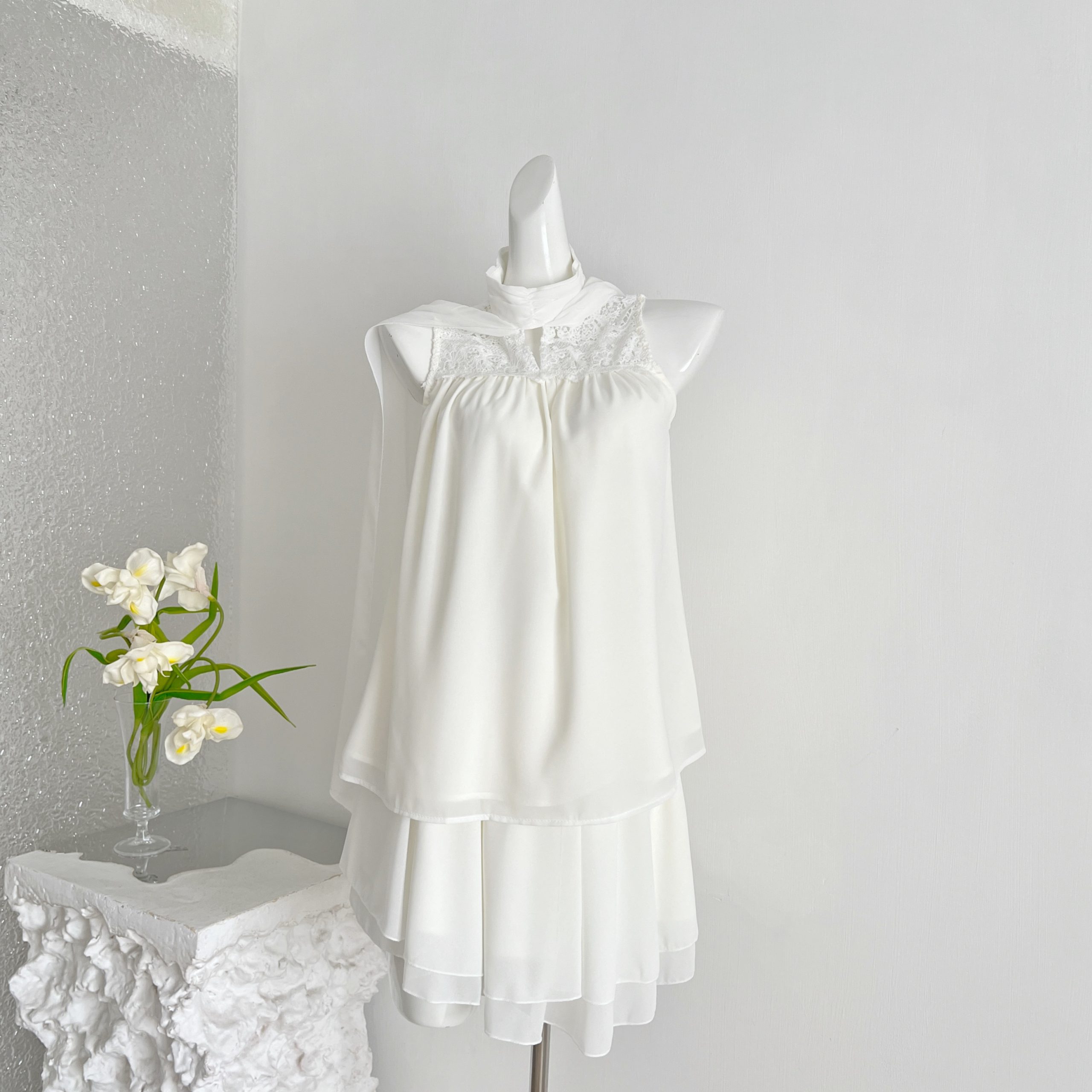 1783237553177_ucvRoh.jpg Chiarazz Kyoto Back Alley Fairy Lace Ribbon Sleeveless Blouse + Skirt Set Women
