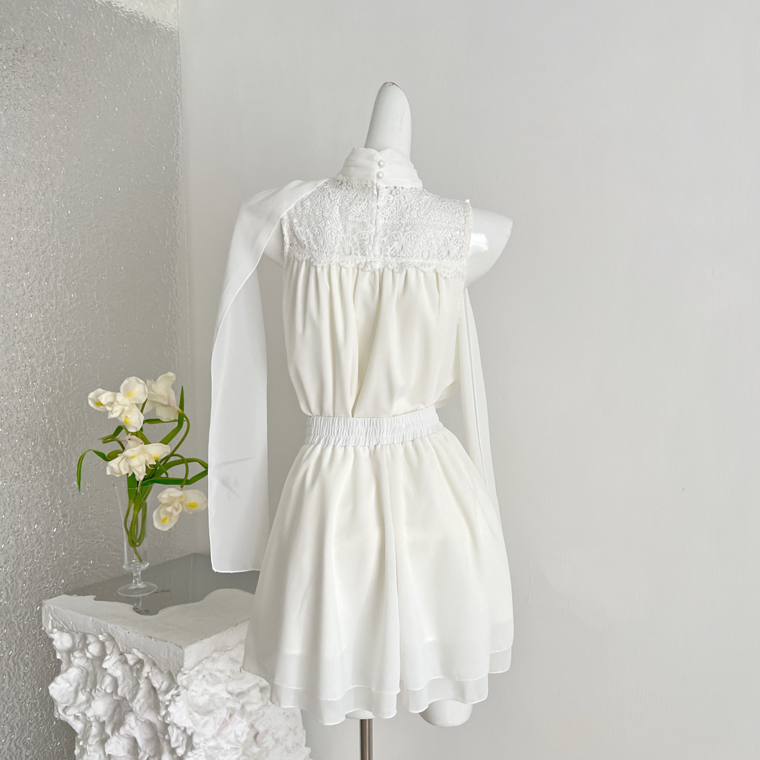 1783237554336_kTiyDC.jpg Chiarazz Kyoto Back Alley Fairy Lace Ribbon Sleeveless Blouse + Skirt Set Women