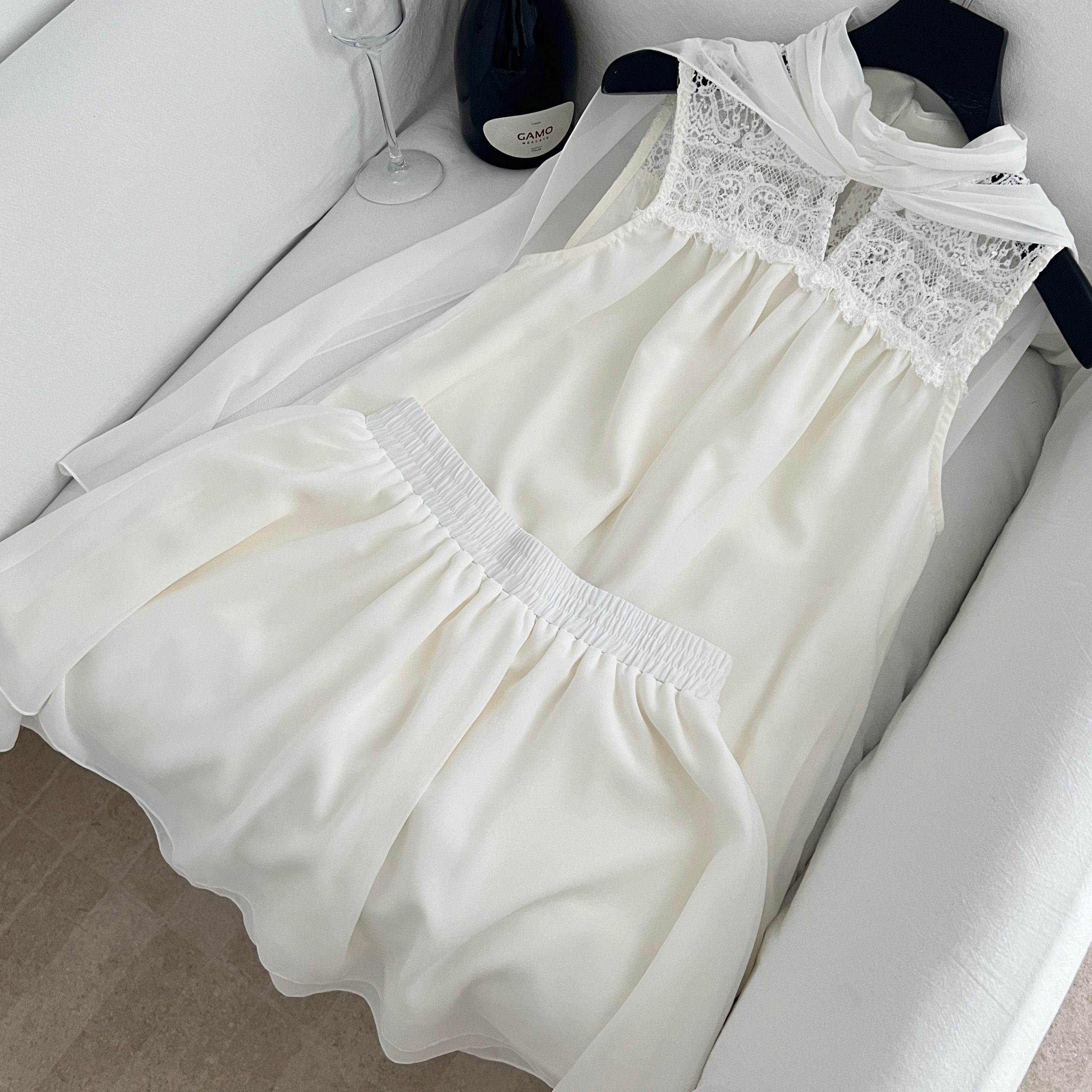 1783237556459_92ytCp.jpg Chiarazz Kyoto Back Alley Fairy Lace Ribbon Sleeveless Blouse + Skirt Set Women