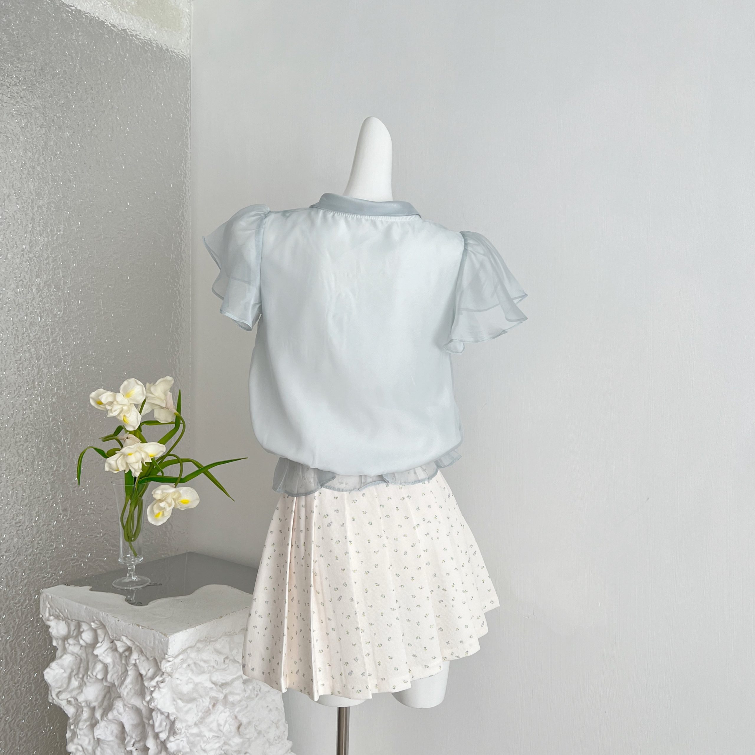 Bellflower Nana Girl Ribbon Sense Overlap Top New Summer + Versatile Floral Print Skirt Set