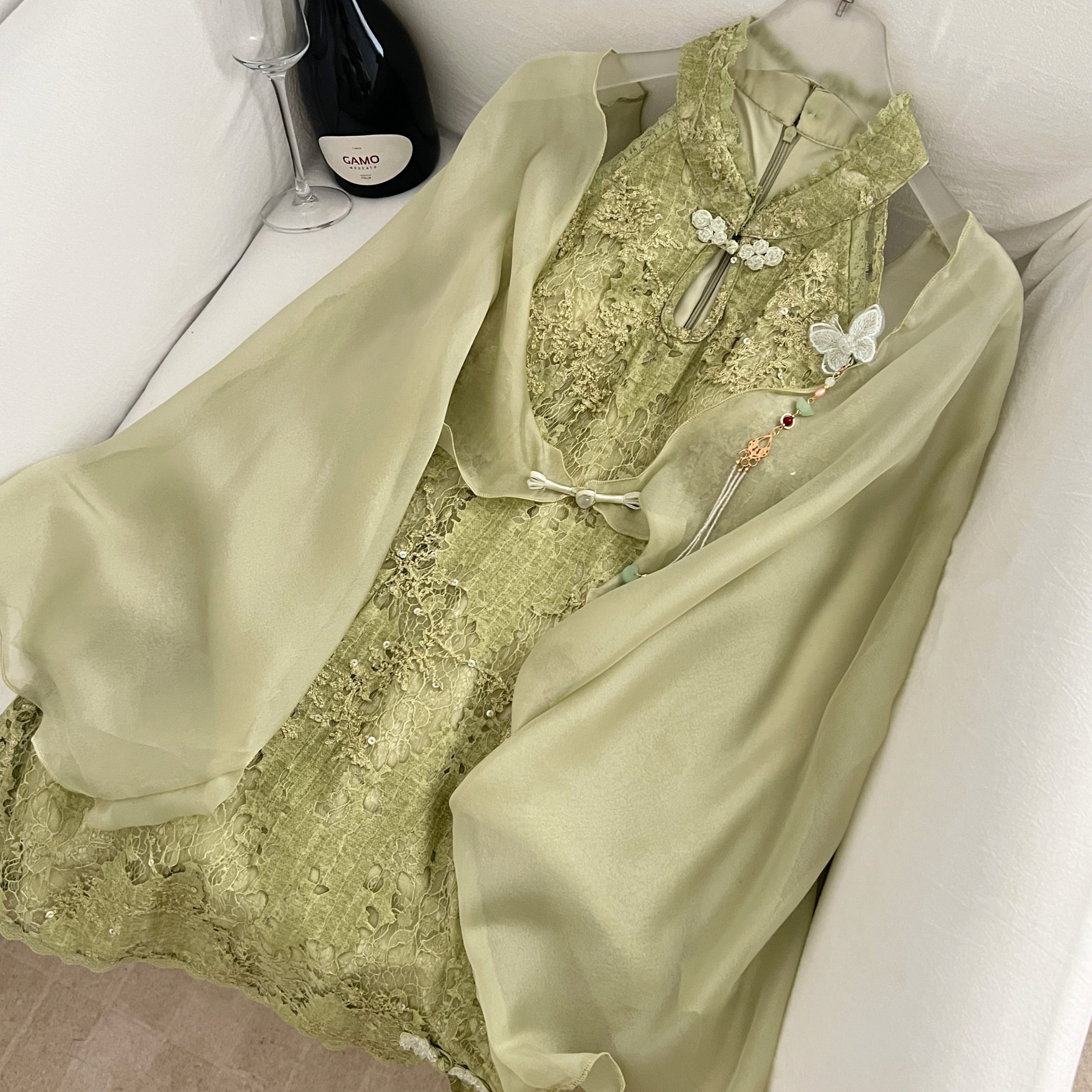 Reese Witherspoon Jiangnan Misty Rain Summer Chinese Style New Original Design Cardigan Dress Set R2688