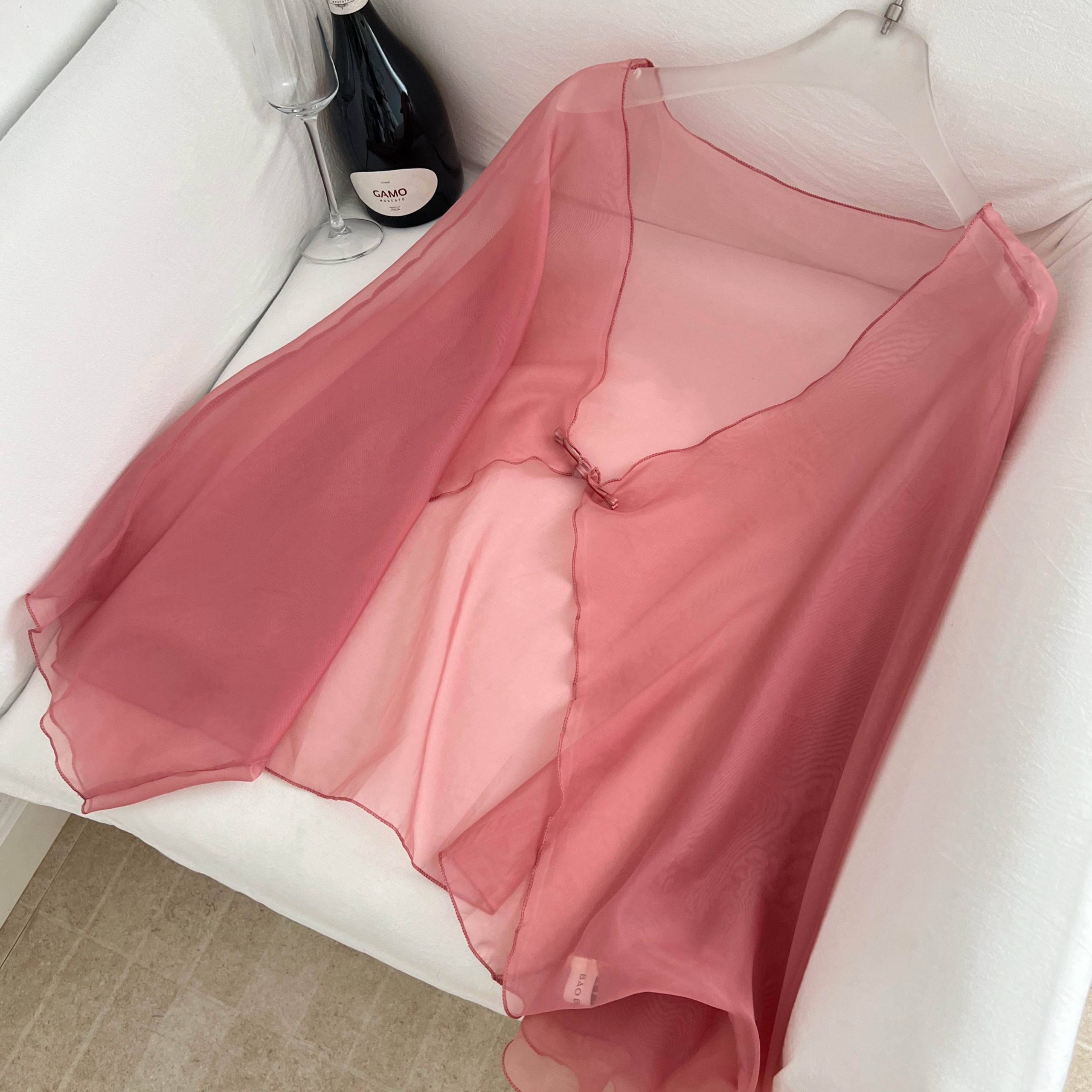 Linlin Zai Mang Yan Zhi Hua Yu New Chinese Style Gentle Sleeveless Chiffon Hollow Waterdrop Pleated Embroidered Dress