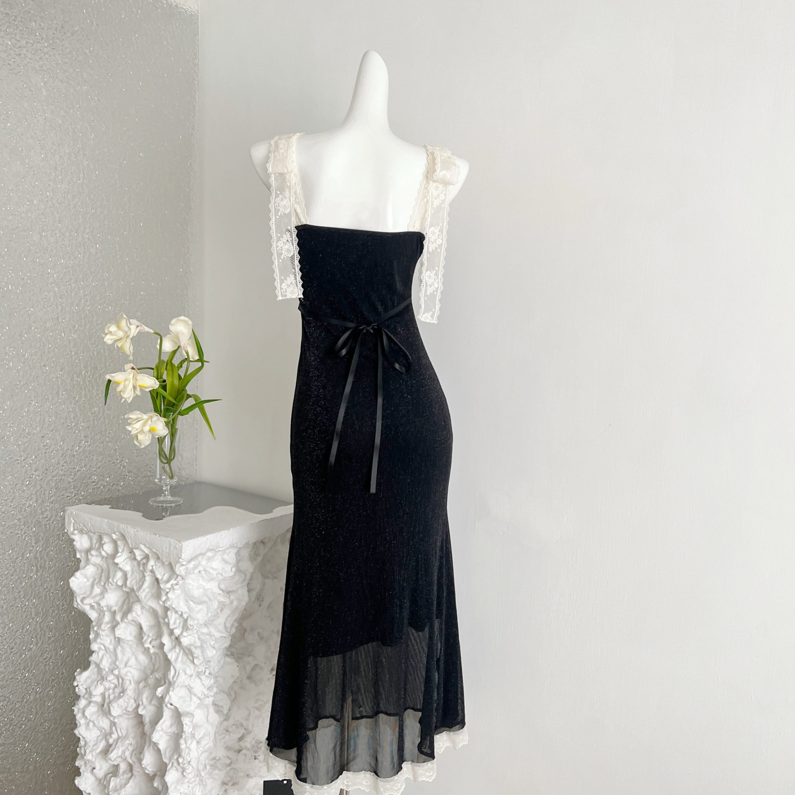 Lace Patchwork V-Neck Retro Summer Slimming Lace Camisole Dress