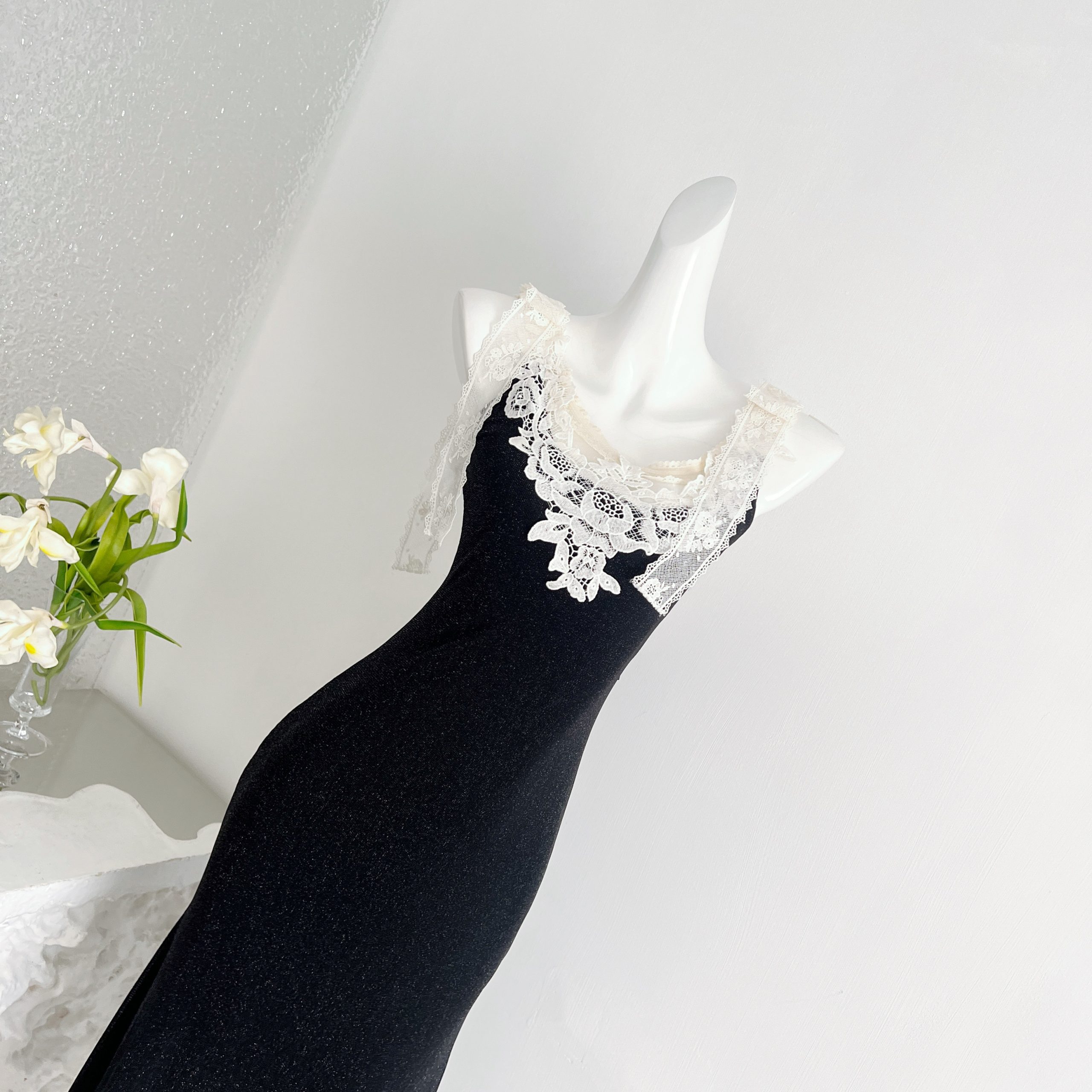 Lace Patchwork V-Neck Retro Summer Slimming Lace Camisole Dress