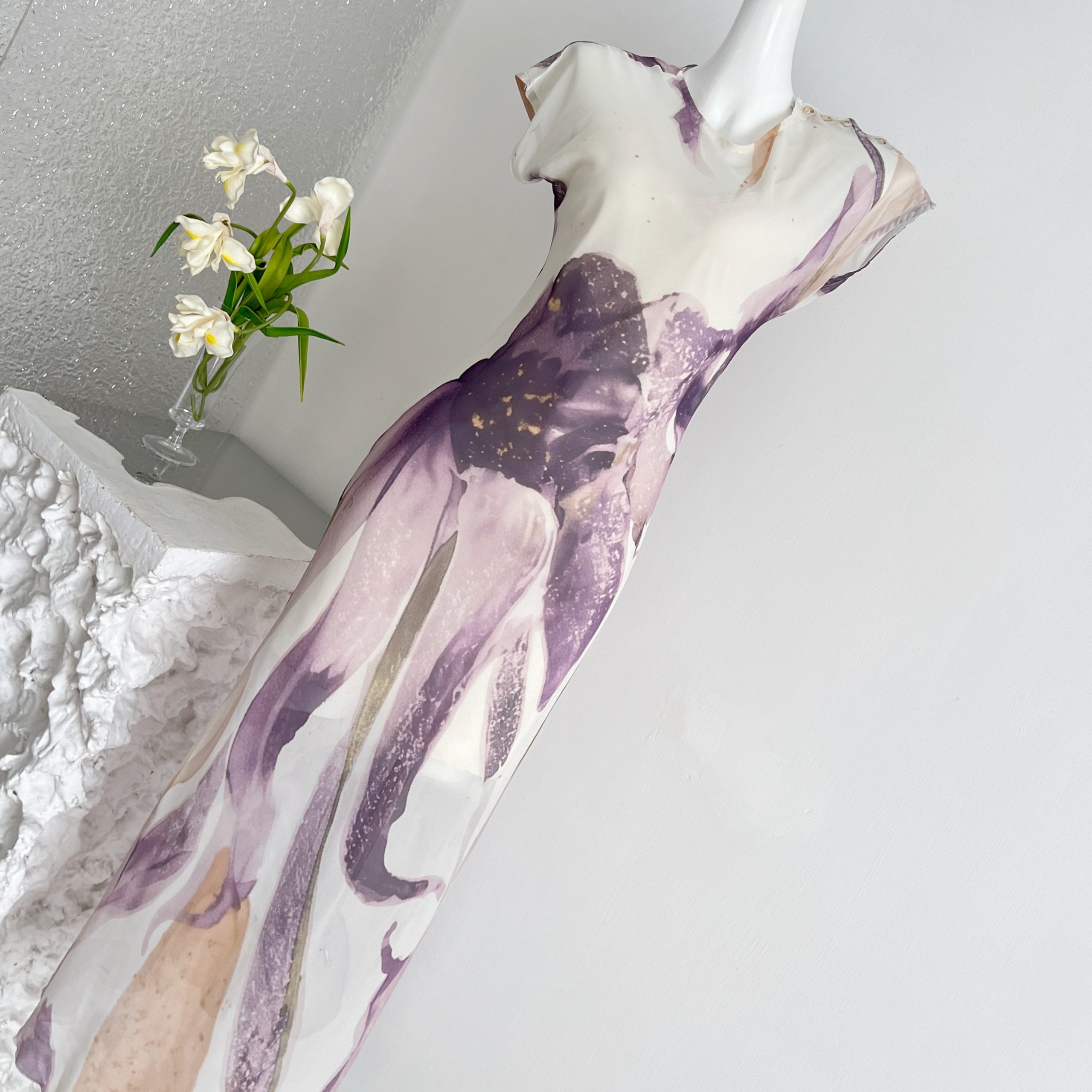 1784198724761_EpCgVz.jpg Hua Hua Yuan Purple Mood Purple New Chinese Style Improved Cheongsam Long Dress Women Summer Slim Zen Slit Dress