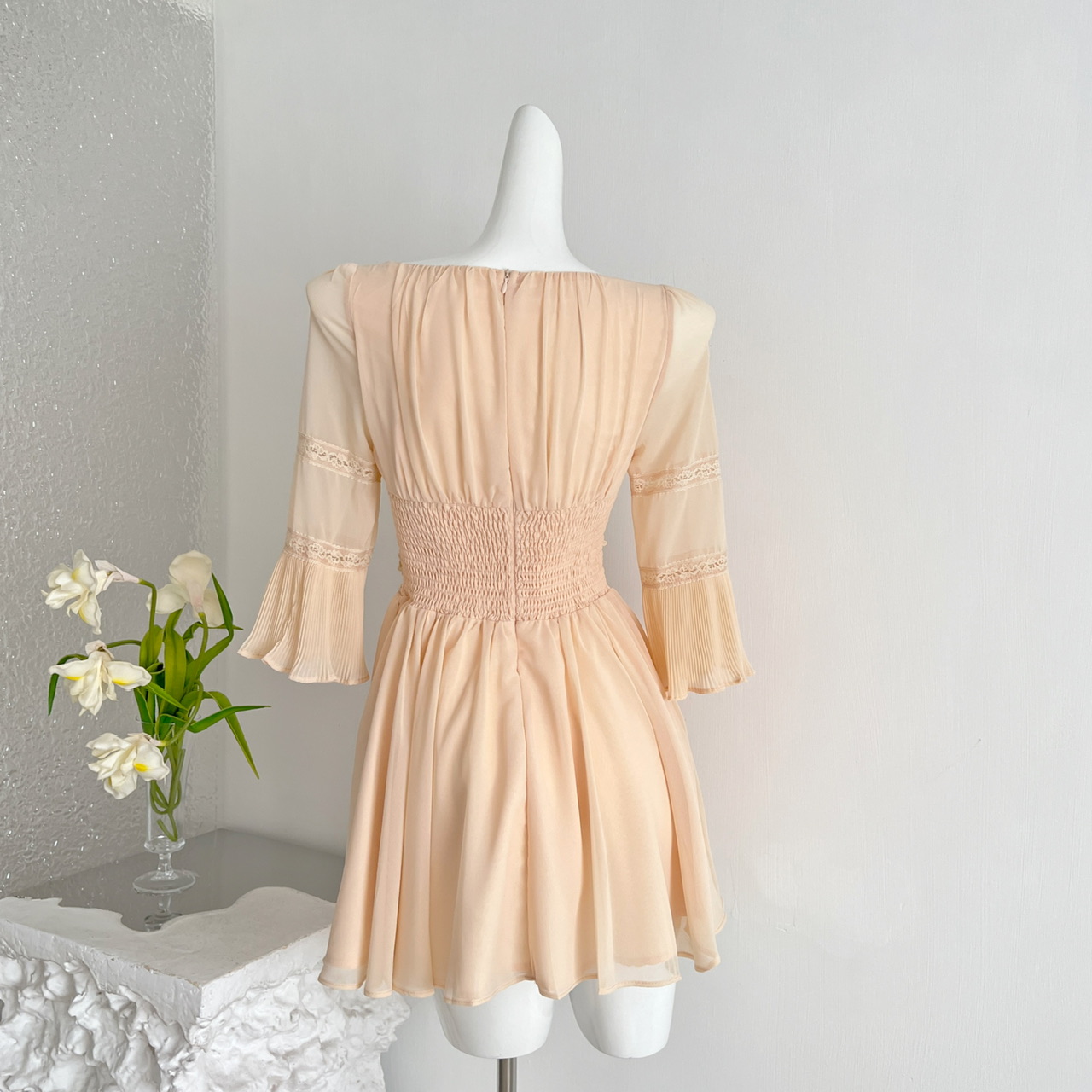 1784276072539_3OPrEM.jpeg JustQin Lace Patchwork Fitted Dress Women Summer 2026 New Square Neck Short Sleeve Chiffon Dress