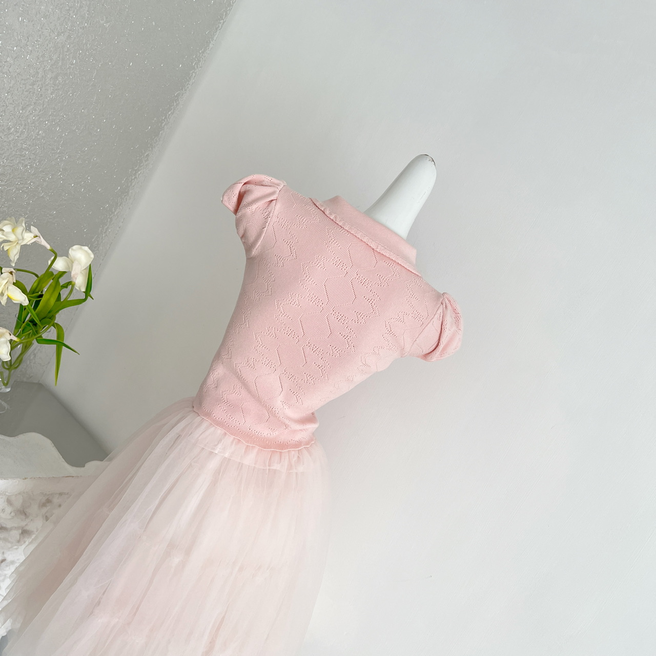 1784276268132_agHsUw.jpeg Chi San San 26/SS Luxury Show Mixed Pink Peter Pan Collar Linen Knit Top Jor*a Heavy Craft Tulle Skirt