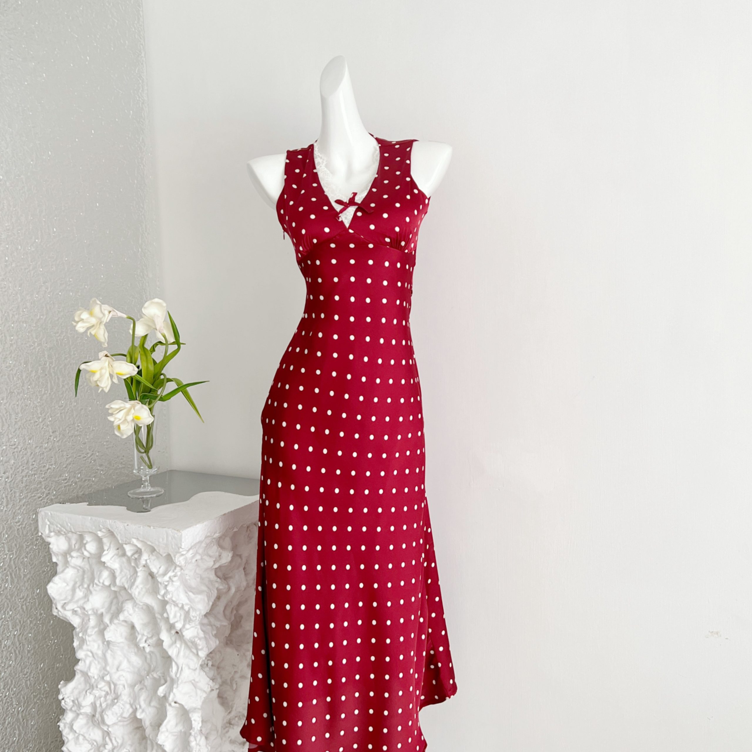 1784431275145_3LQ07e.jpg Feidian Jiaren French Vintage Design Summer New Style Waist Slimming Red Polka Dot Dress