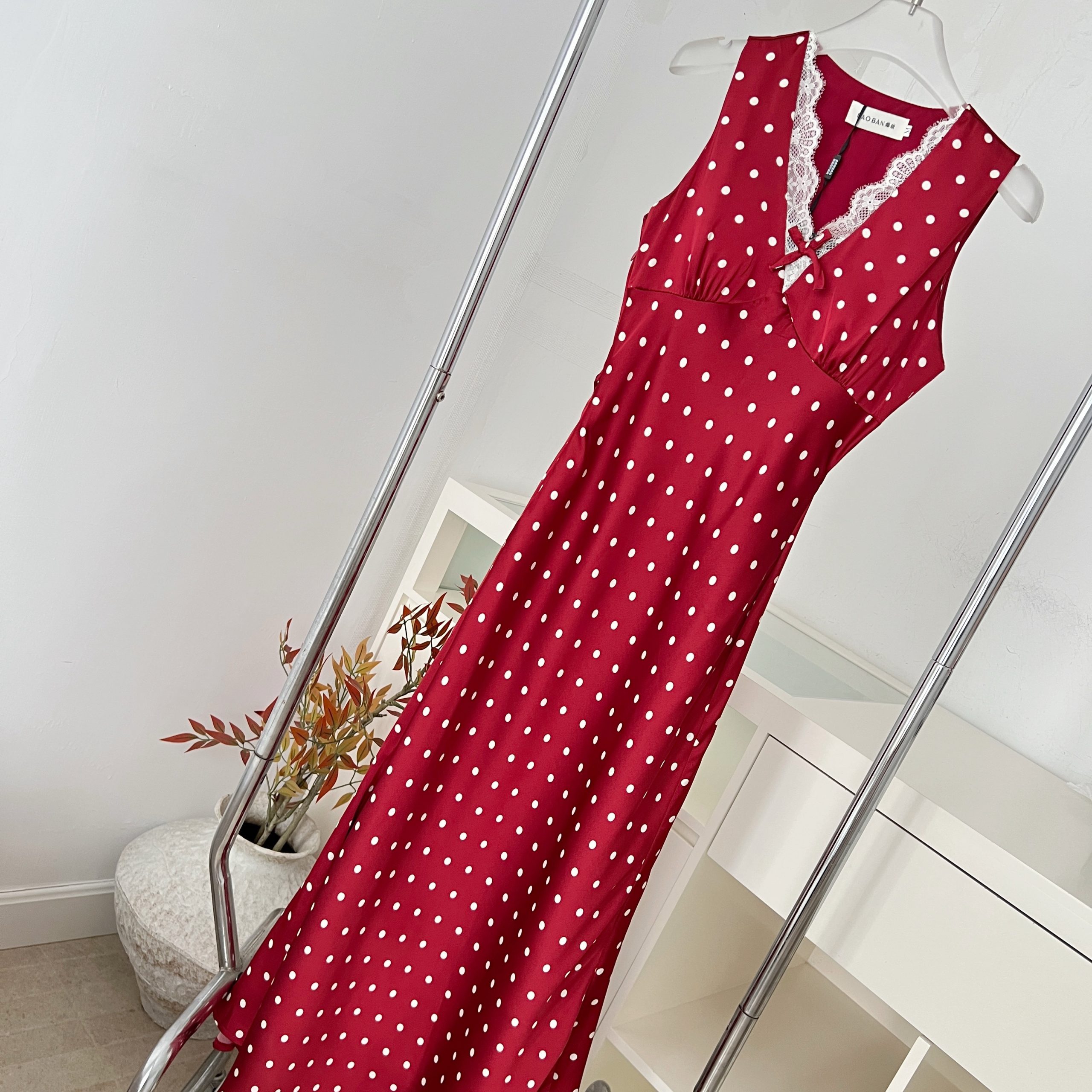 1784431287198_8Pcley.jpg Feidian Jiaren French Vintage Design Summer New Style Waist Slimming Red Polka Dot Dress