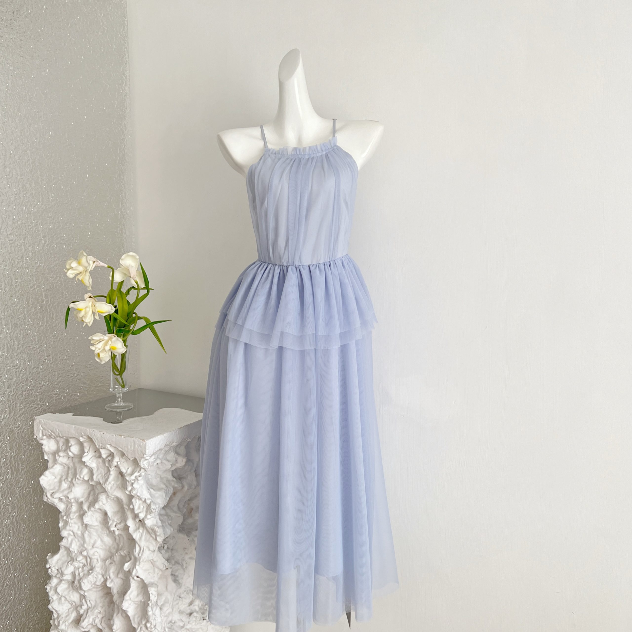 1784432730638_lbfuZC.jpg Chi San San 26/SS Private Banquet Goddess Suspender Neck Blue-Gray Long/Short Dress