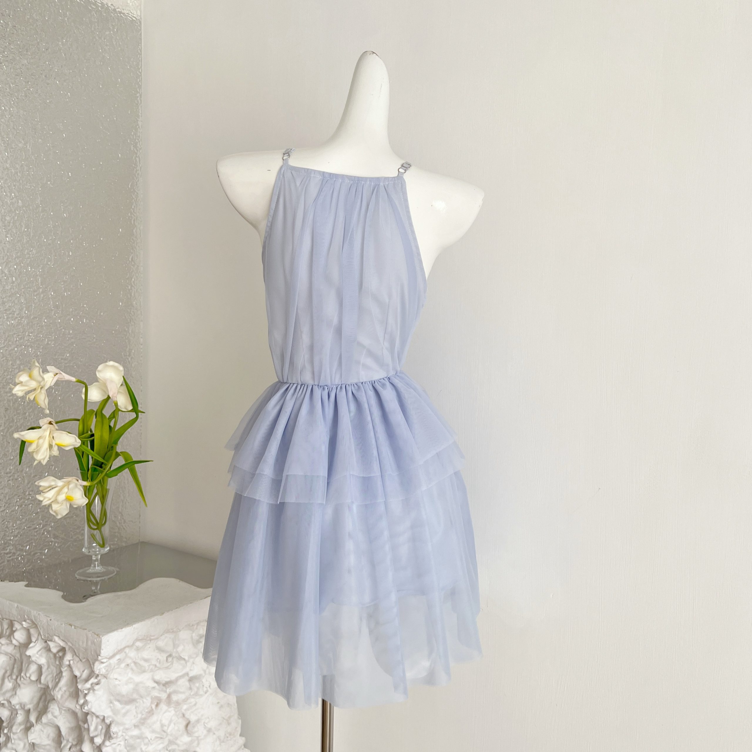 1784432732796_HwlMgB.jpg Chi San San 26/SS Private Banquet Goddess Suspender Neck Blue-Gray Long/Short Dress
