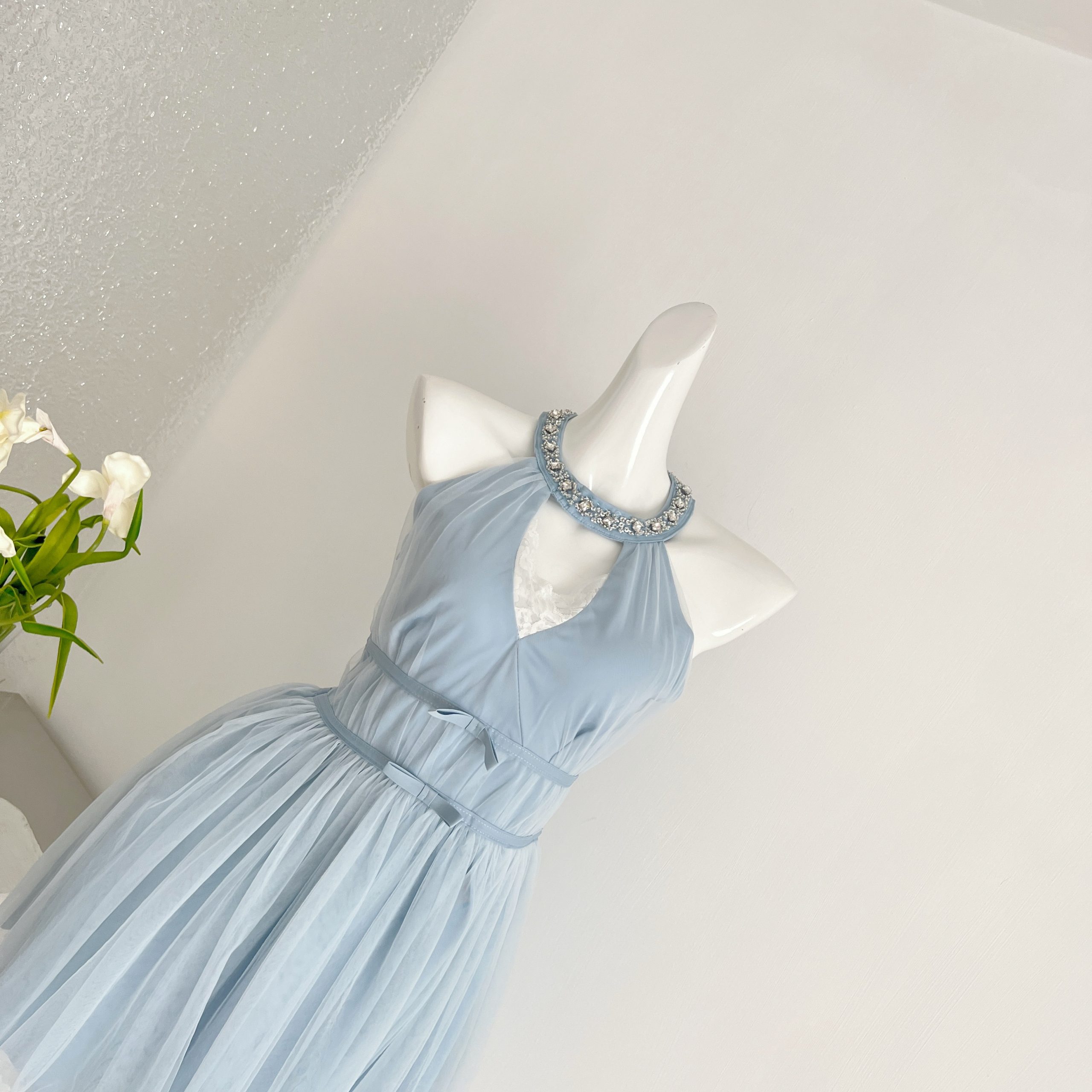 1784621879569_Gnsxze.jpg Cinderella Blue Noble Pure Desire Lace Rhinestone V-Neck Tulle Dress
