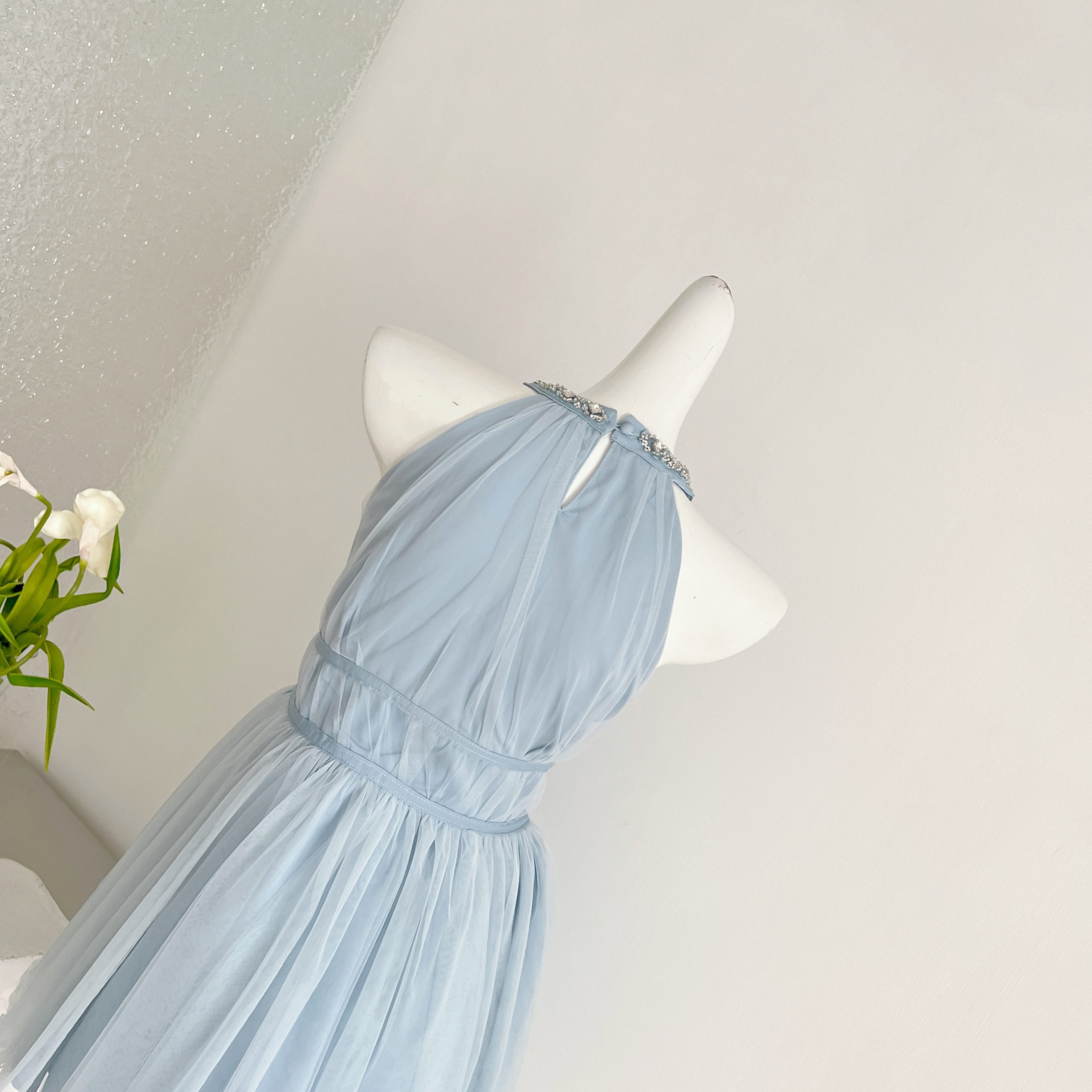 1784621880630_6HYui8.jpg Cinderella Blue Noble Pure Desire Lace Rhinestone V-Neck Tulle Dress