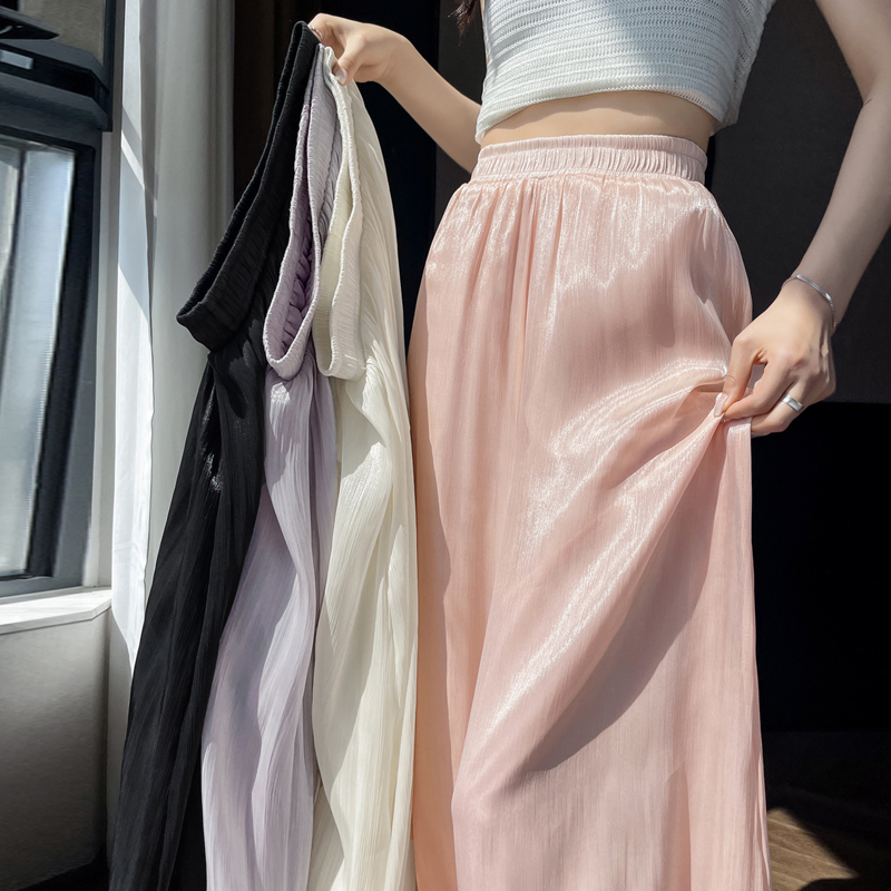 2026 Summer New Thin Organza Ice Silk Pants Skirt Women High Waist Fairy Sun Protection Skirt Pants