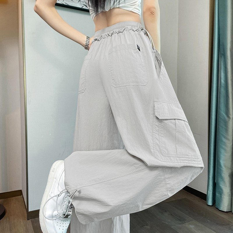 1784715023881_FPsTpZ.jpg 2026 Summer New Ice Silk Quick Dry Cargo Pants Sports Pants Thin Tapered Two-Wear Sun Protection Casual Pants Women